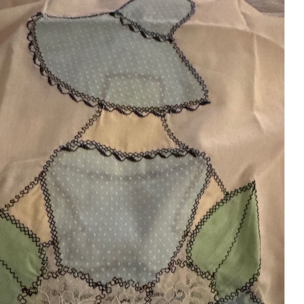 Vintage Sunbonnet Sue Applique Pillowcase Blue Polka Dot Lace Embroidery White